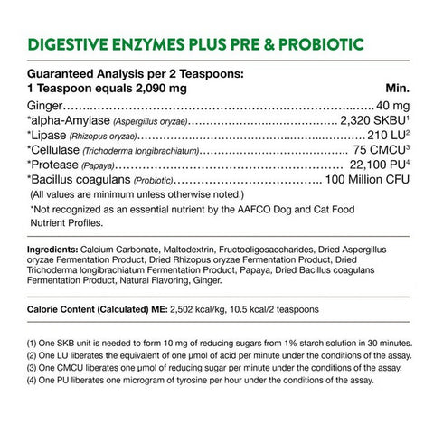 NaturVet Digestive Enzymes Supplement Powder with Prebiotics & Probiotics 10oz - Poudre Pet & Feed Supply 8